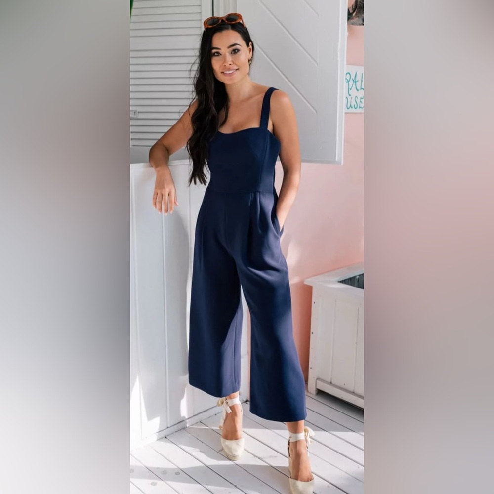 Gal Meets Glam Blue Wide-Leg Jumpsuit
